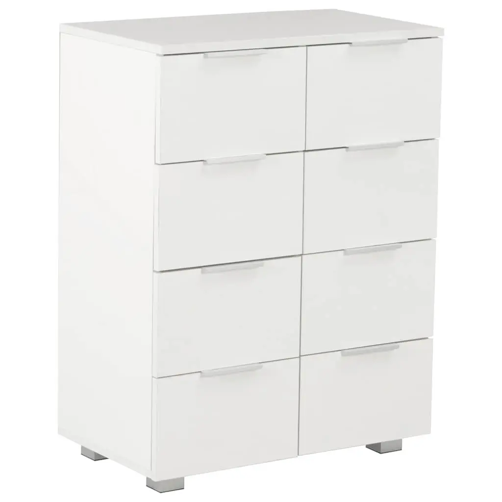 8-Drawer High Gloss White Sideboard Storage Cabinet Engineered Wood Bedroom Furniture