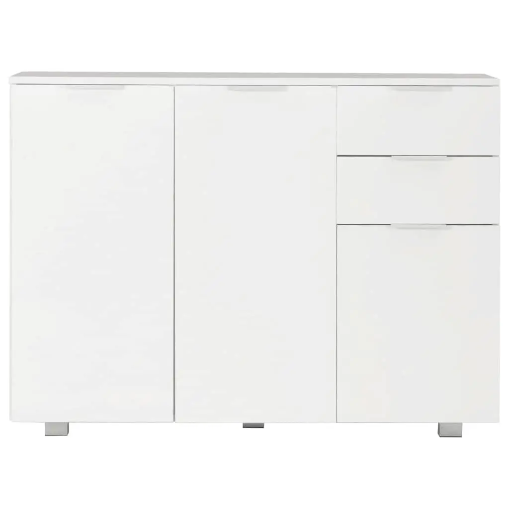 Sideboard White High Gloss 2 Drawers 3 Doors Storage Cabinet Living Room