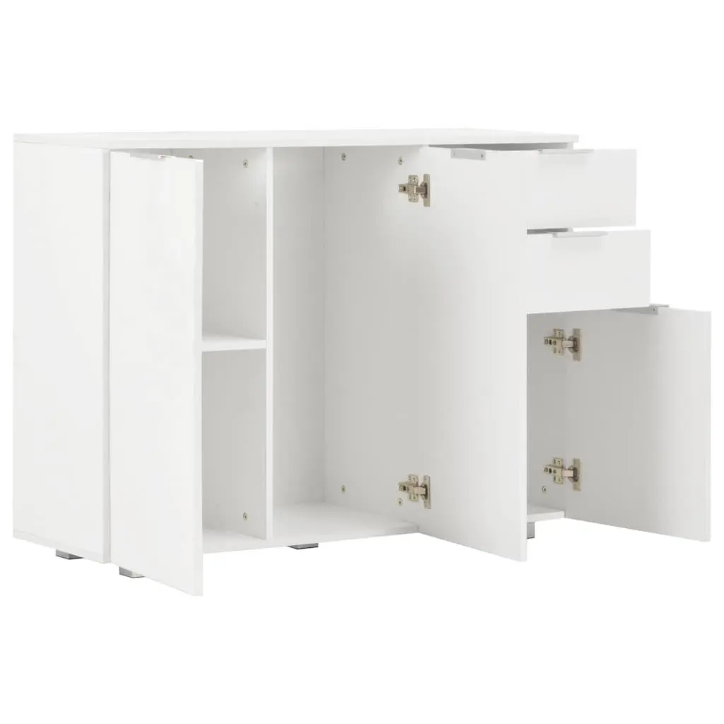Sideboard White High Gloss 2 Drawers 3 Doors Storage Cabinet Living Room