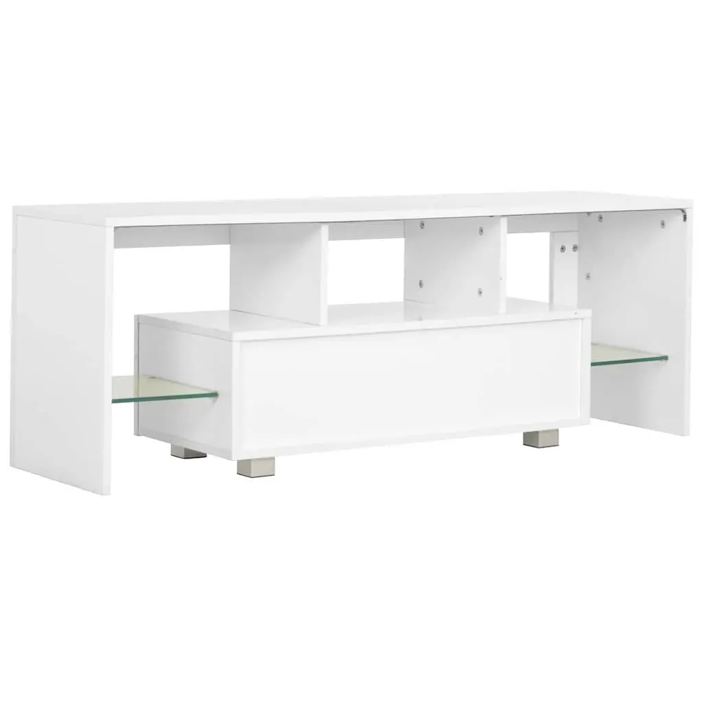 TV Cabinet Unit White High Gloss LED Lights Modern Living Room Storage