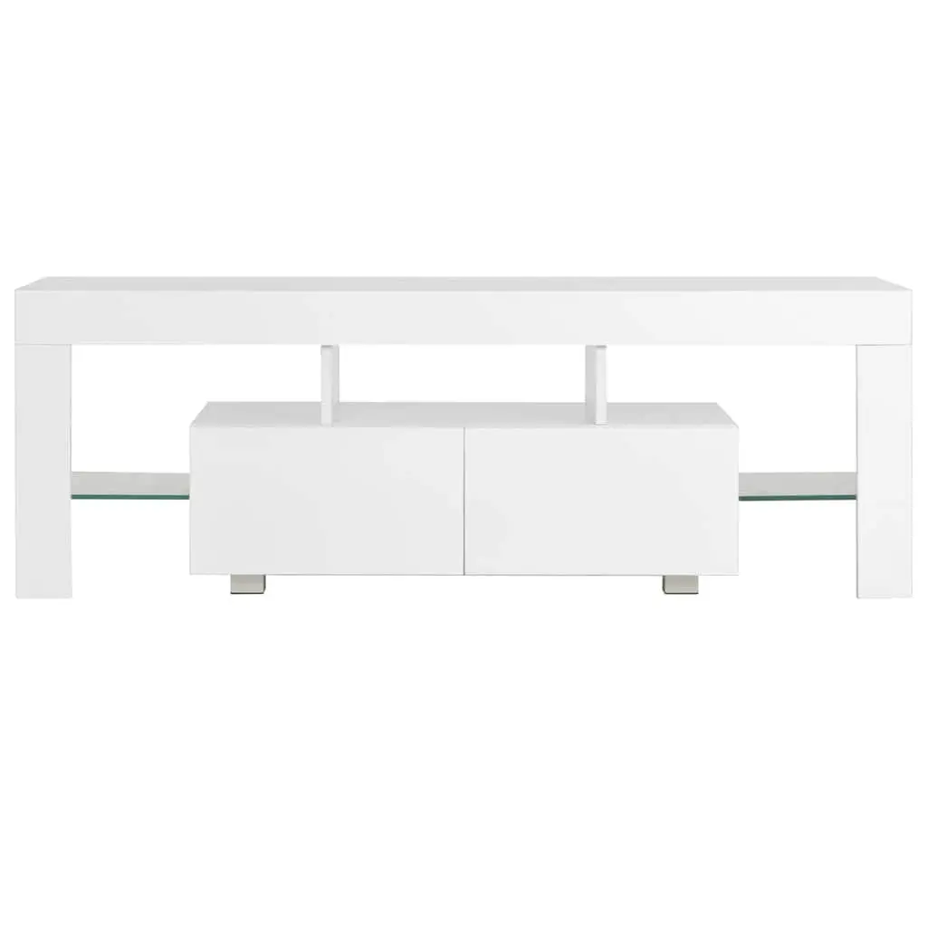 TV Cabinet Unit White High Gloss LED Lights Modern Living Room Storage
