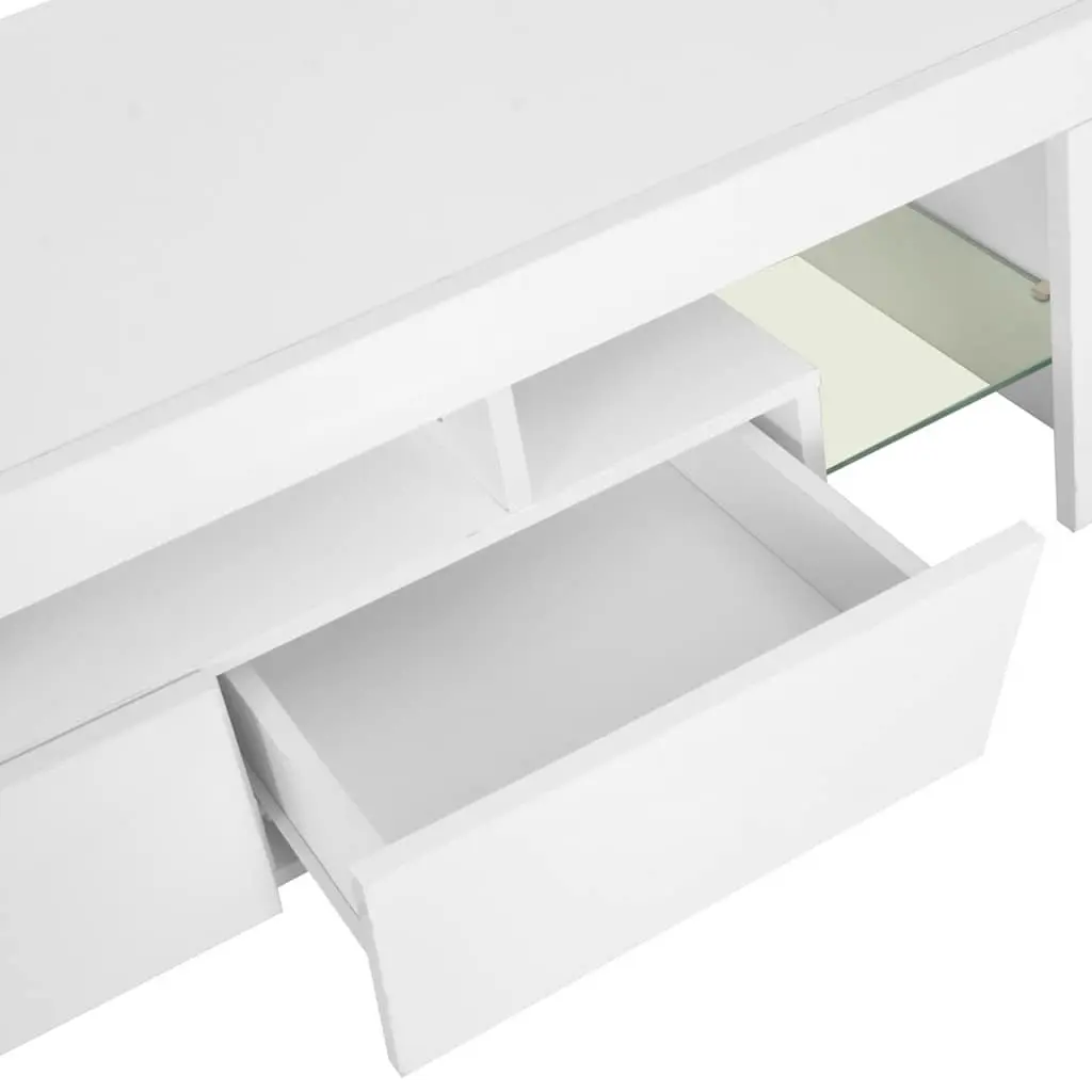 TV Cabinet Unit White High Gloss LED Lights Modern Living Room Storage