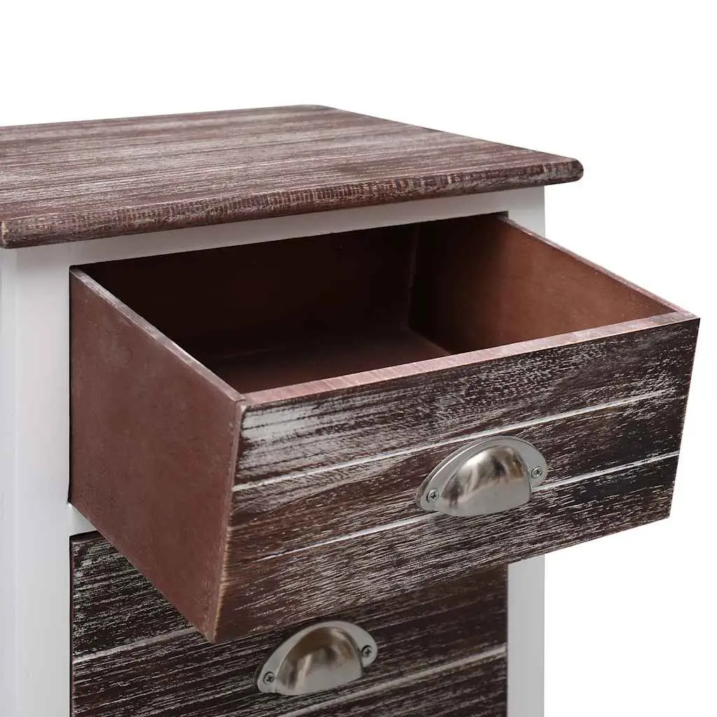 Bedside Table Nightstand 2 Drawer Brown White Bedroom Furniture Storage Cabinet