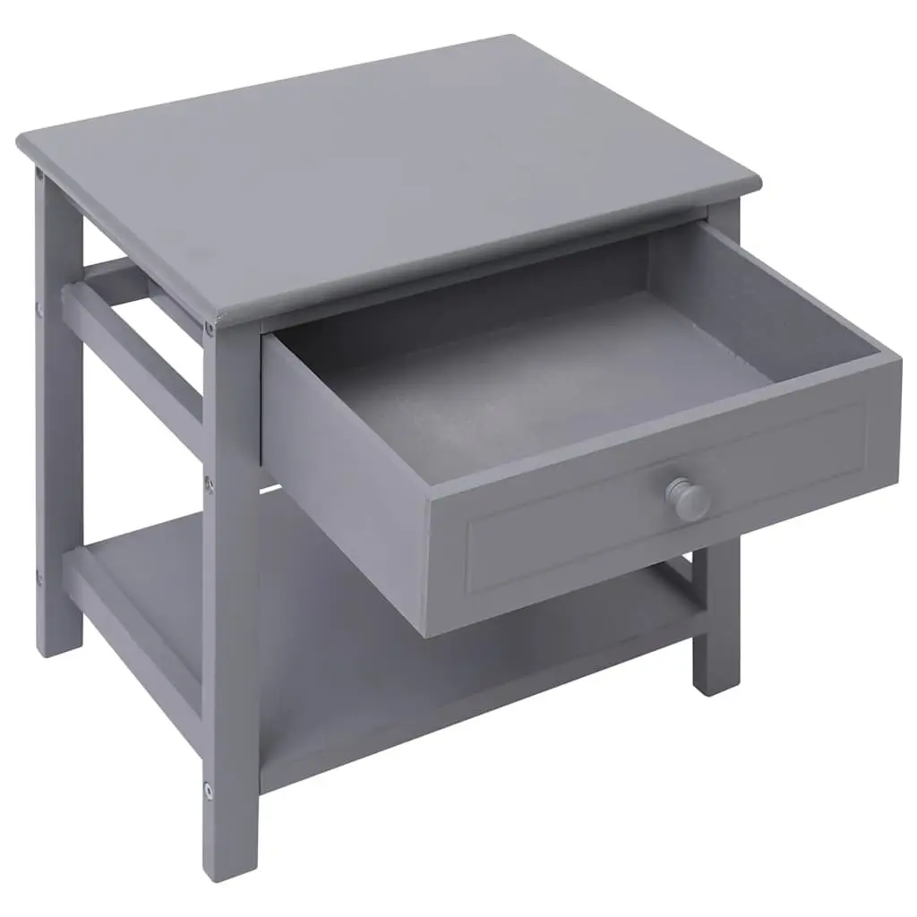 Bedside Tables Grey 40x29x42 cm Wooden Nightstands Storage Cabinet Drawer 2 Piece