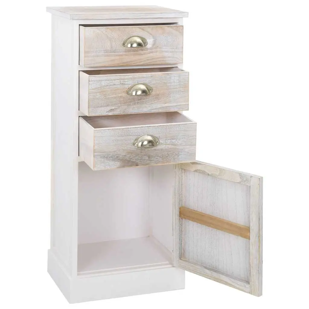 White Wooden Side Cabinet 3 Drawer 1 Door Chest Storage Furniture Bedroom