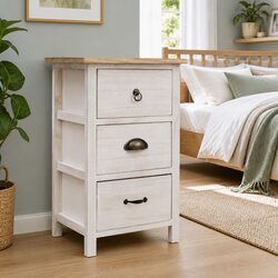 Concise White Side Cabinet 35x25x57cm with 3 Drawers