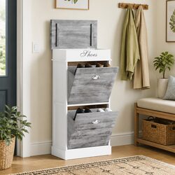 Sleek Grey Wooden Shoe Cabinet for Organized Storage