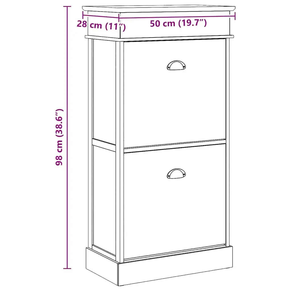 Shoe Cabinet Grey Wooden 50x28x98cm Organiser