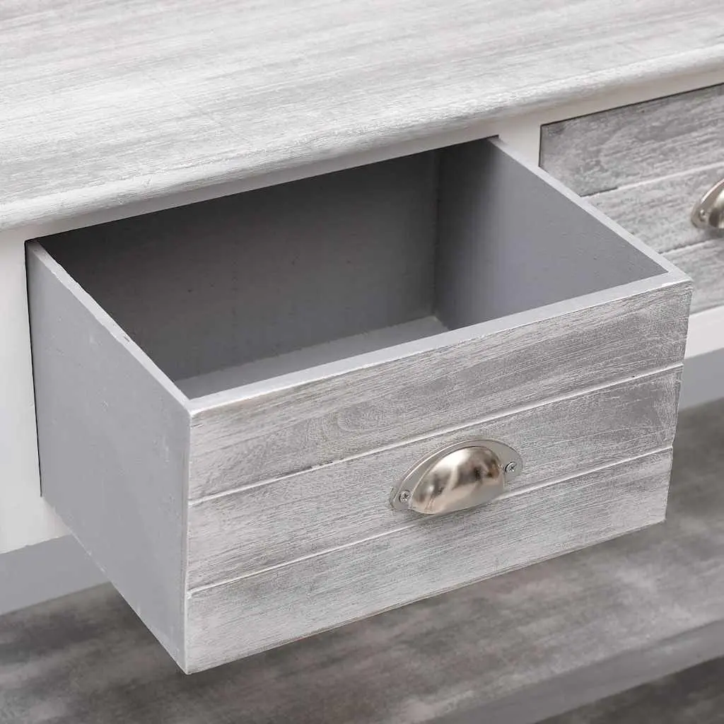 Wooden Sideboard Grey 115cm 3 Drawers 2 Shelves Console Table