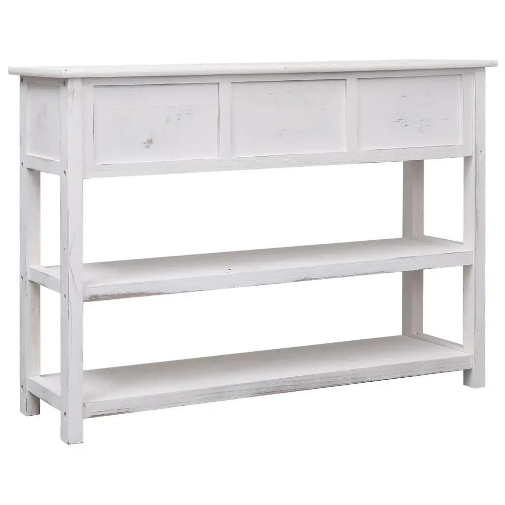 Wooden Sideboard White 115 x 30 x 76 cm 3 Drawers 2 Shelves Storage Cabinet