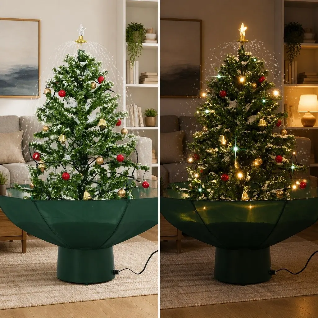 Artificial Christmas Tree Green 75cm Snowing Effect with Umbrella Base