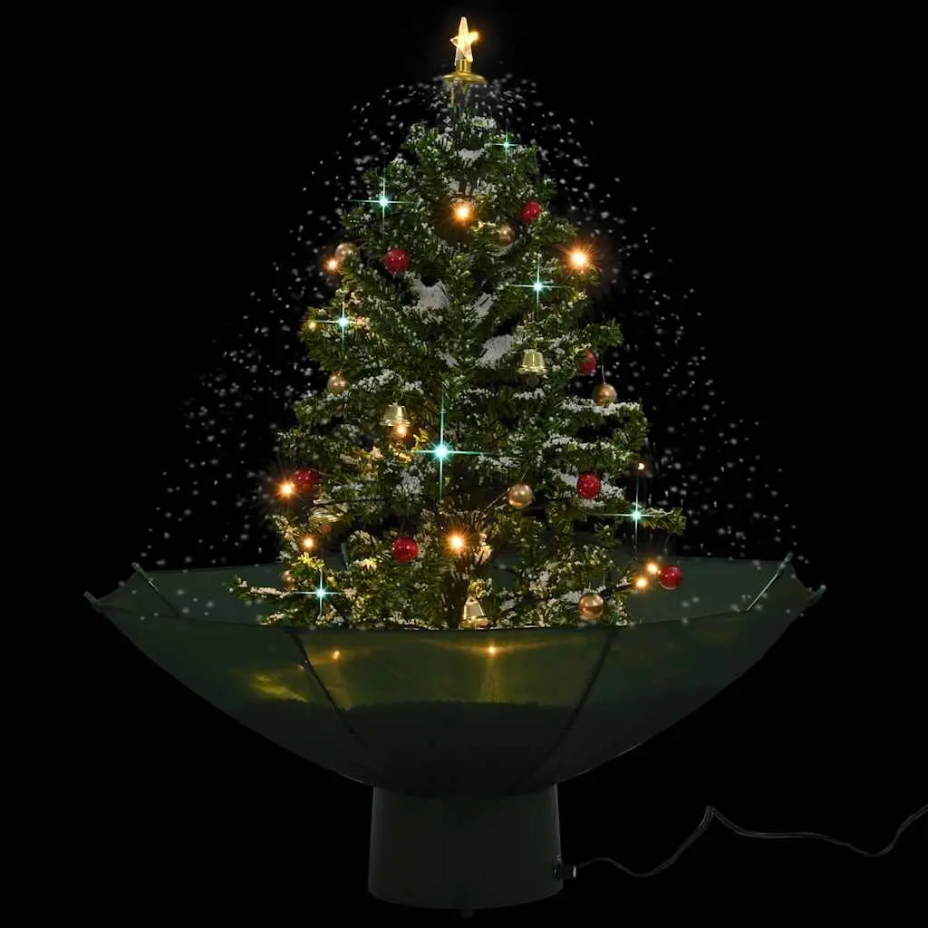 Artificial Christmas Tree Green 75cm Snowing Effect with Umbrella Base