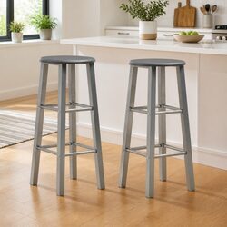 Bar Stools Set of 2 Anthracite Contemporary Seating with Footrests Easy Assembly