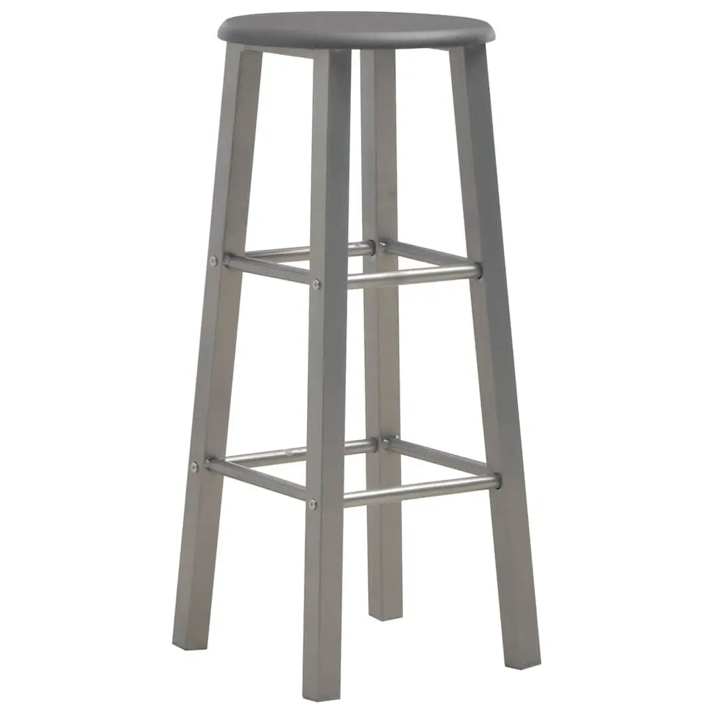 Bar Stools Anthracite Set of 2 Contemporary Seating with Footrests Easy Assembly