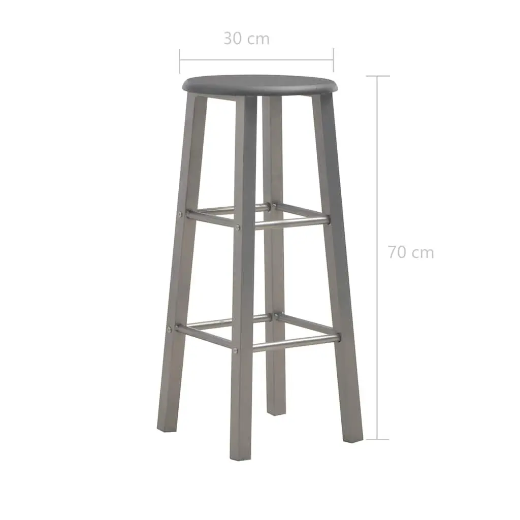 Bar Stools Anthracite Set of 2 Contemporary Seating with Footrests Easy Assembly