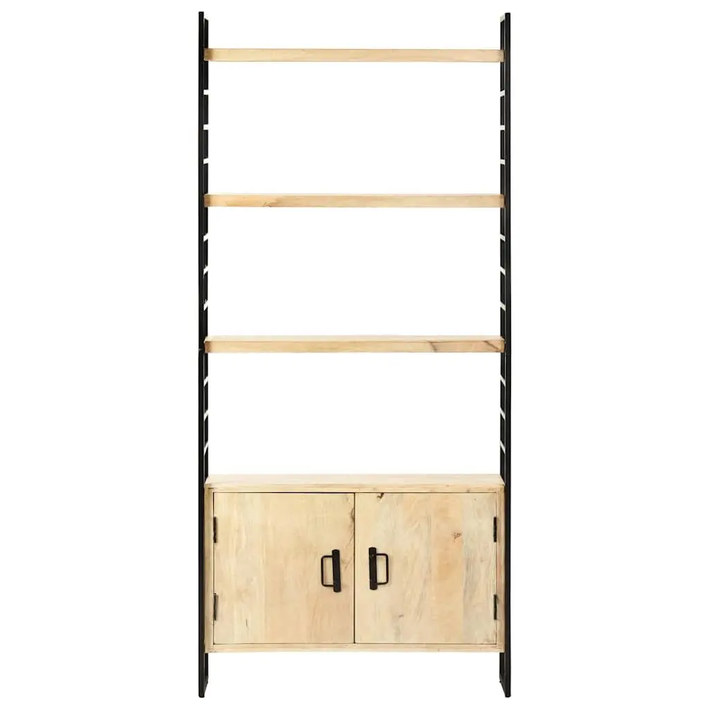 4-Tier Bookcase Brown 80x30x180 cm Solid Mango Wood Industrial Shelving Unit