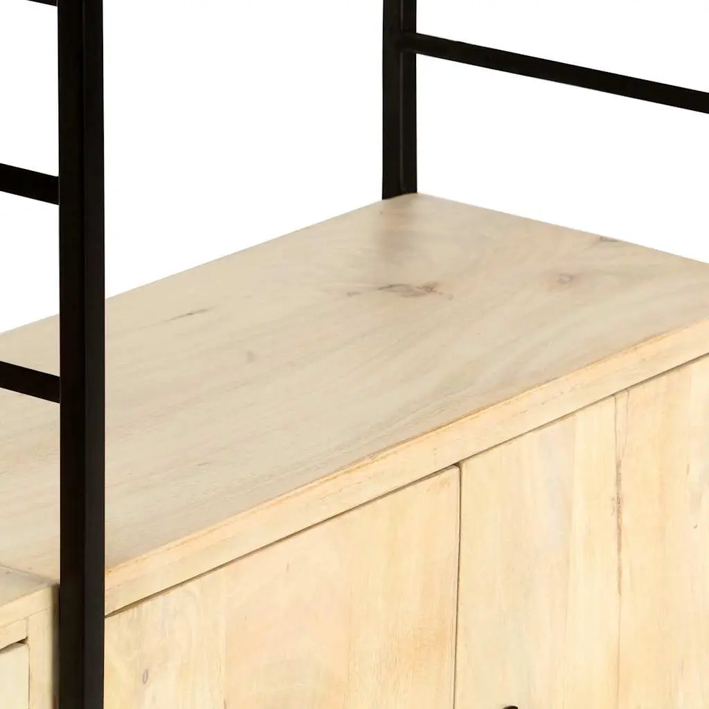 4-Tier Bookcase Brown 80x30x180 cm Solid Mango Wood Industrial Shelving Unit
