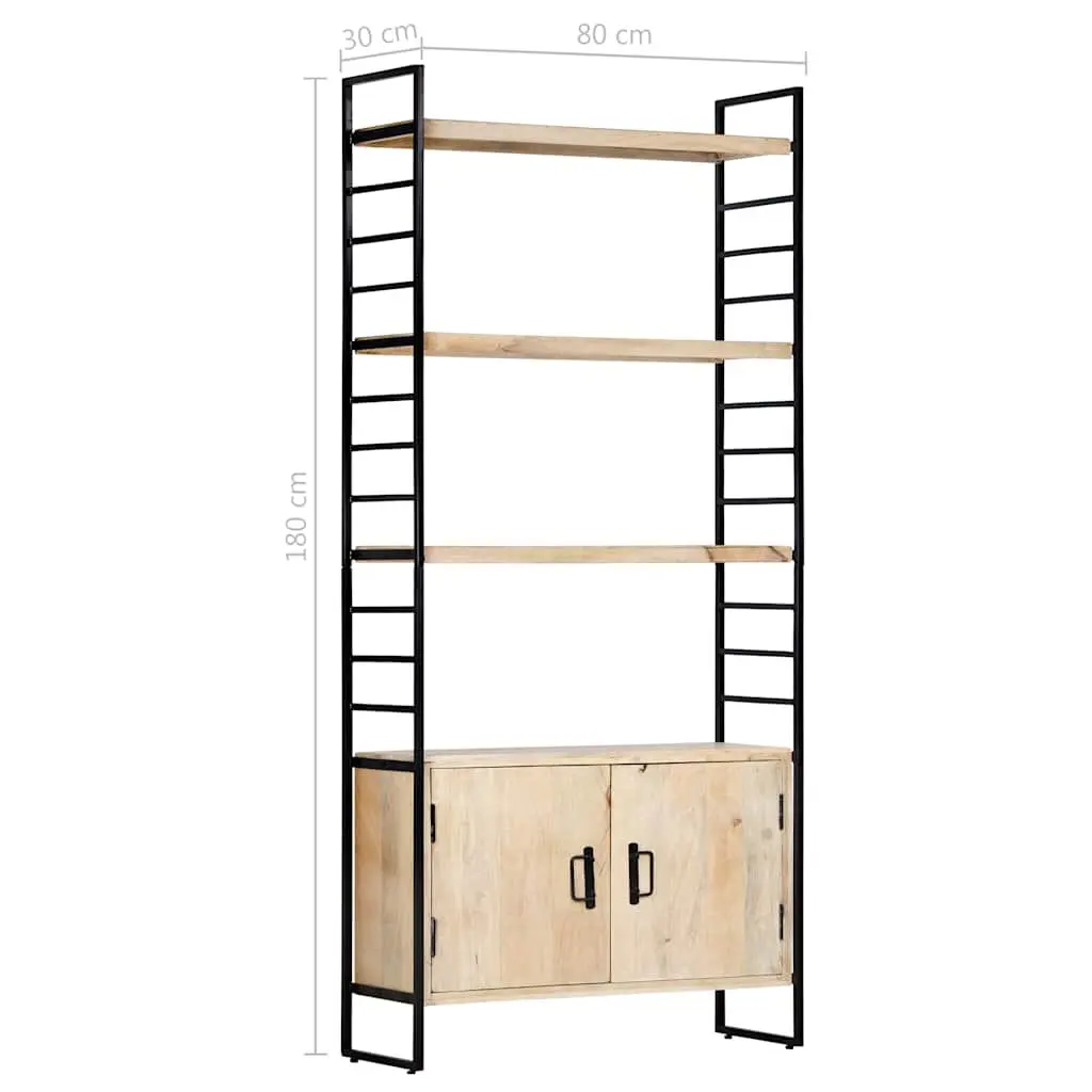 4-Tier Bookcase Brown 80x30x180 cm Solid Mango Wood Industrial Shelving Unit