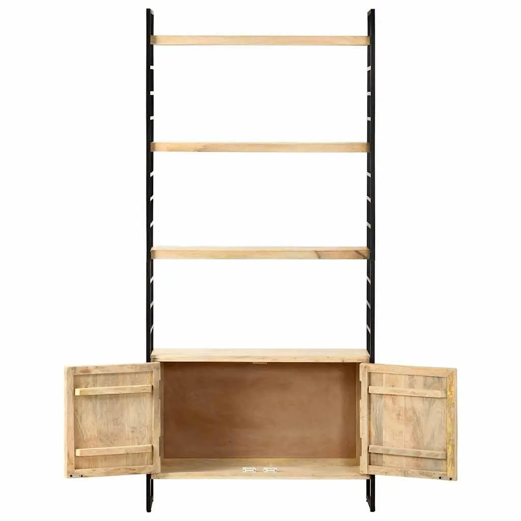 4-Tier Bookcase Brown 80x30x180 cm Solid Mango Wood Industrial Shelving Unit