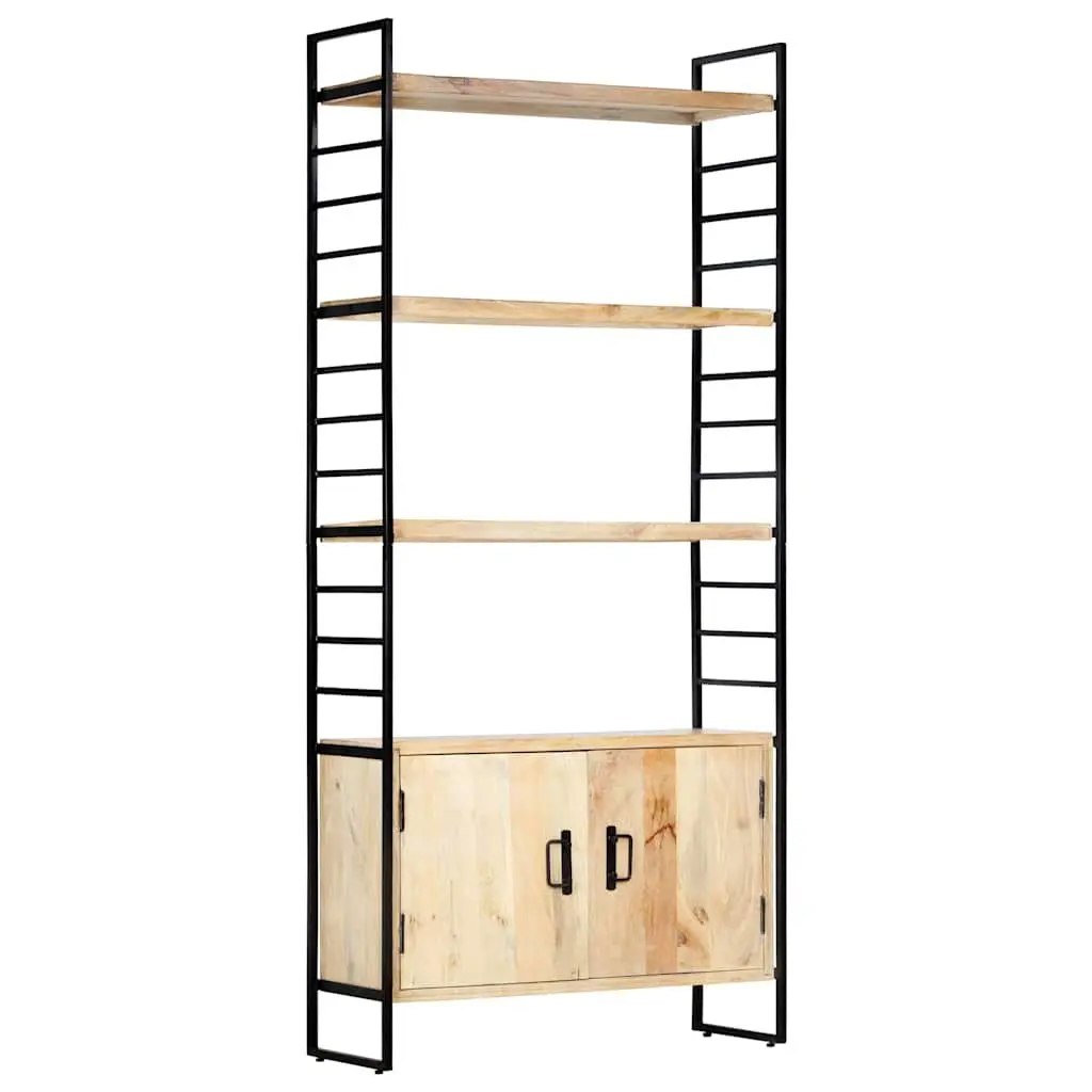 4-Tier Bookcase Brown 80x30x180 cm Solid Mango Wood Industrial Shelving Unit