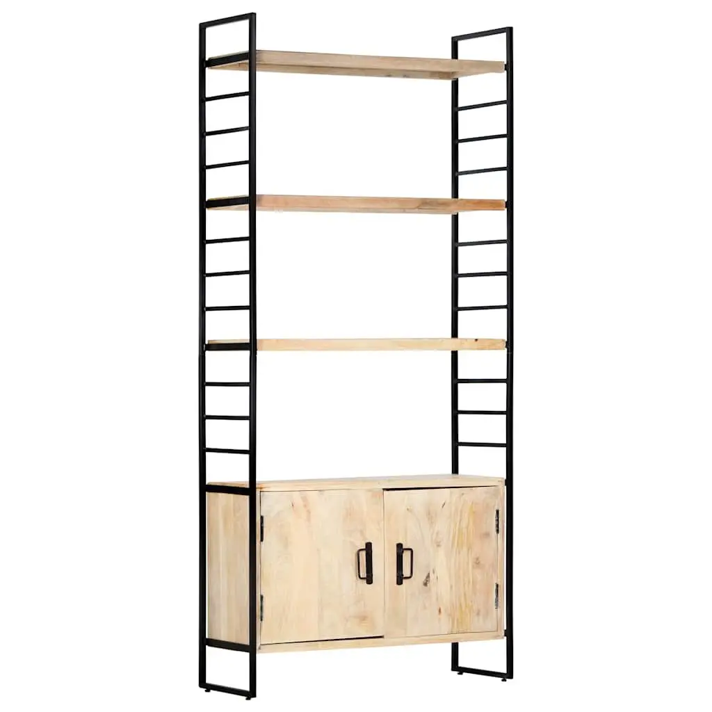 4-Tier Bookcase Brown 80x30x180 cm Solid Mango Wood Industrial Shelving Unit
