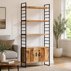 Concise 4-Tier Bookcase in Industrial Style