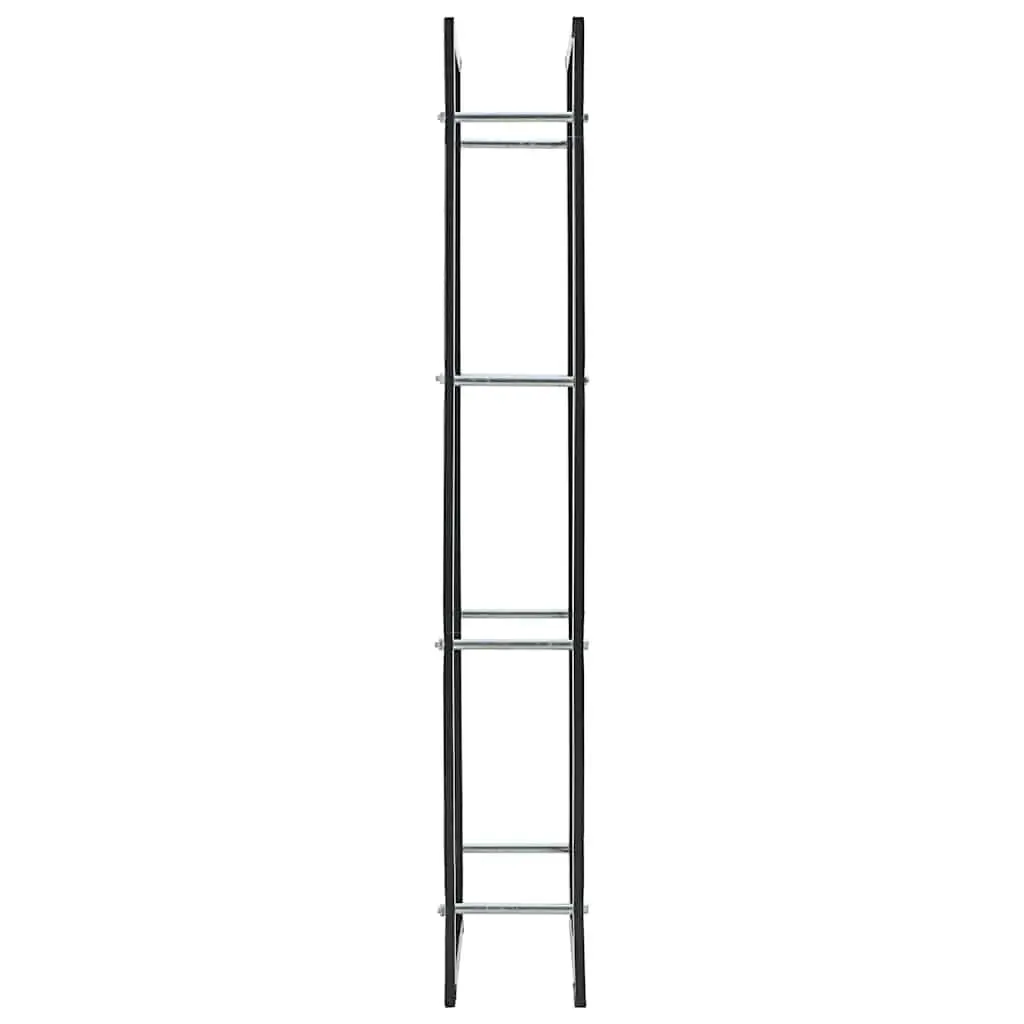 Firewood Rack Black Steel Heavy Duty Rectangular Storage