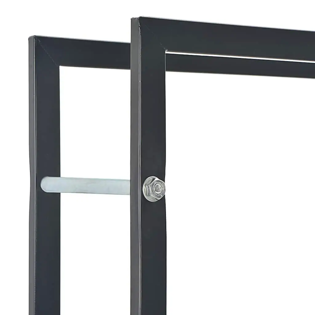 Firewood Rack Black Steel Heavy Duty Rectangular Storage