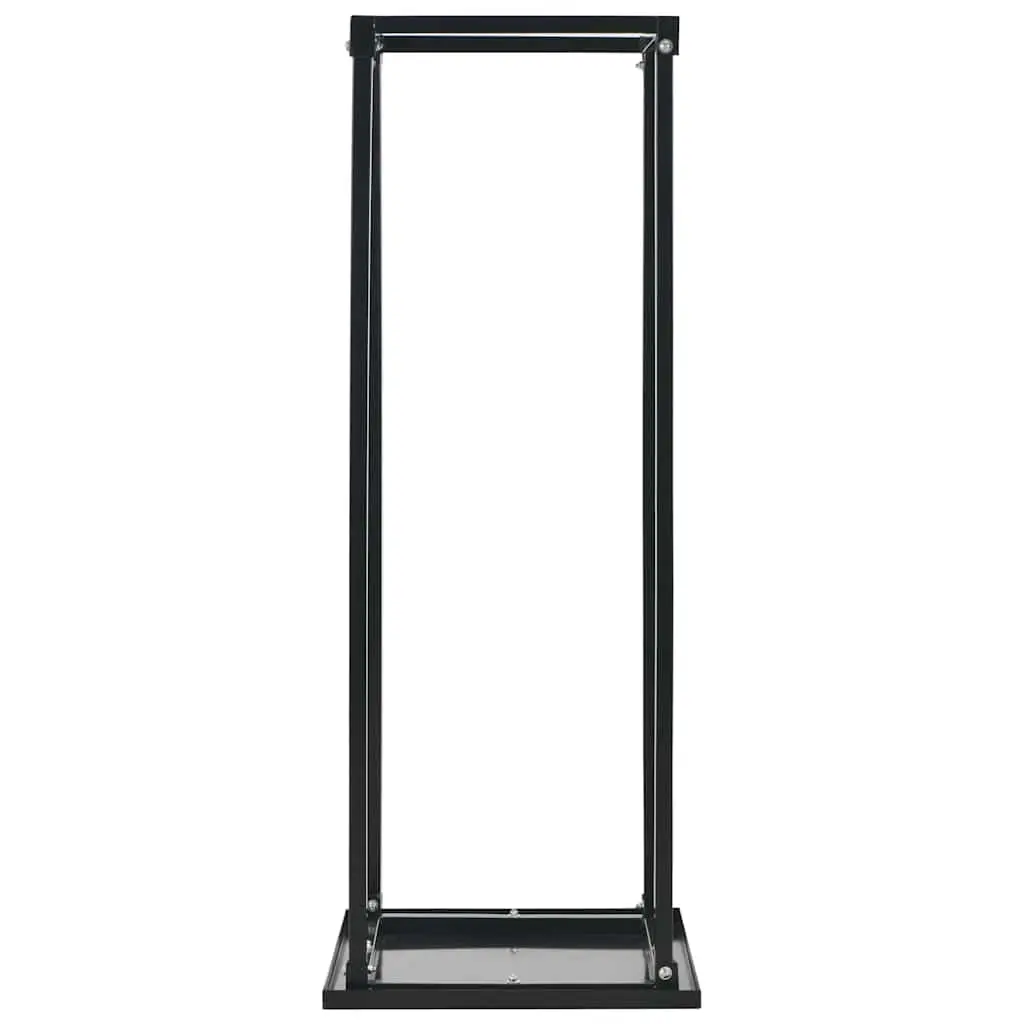 Firewood Rack Black Rectangular Steel Holder with Base