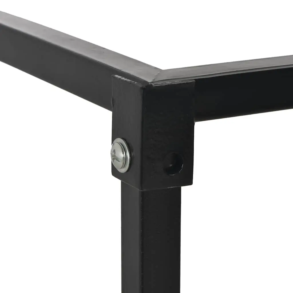 Firewood Rack Black Rectangular Steel Holder with Base