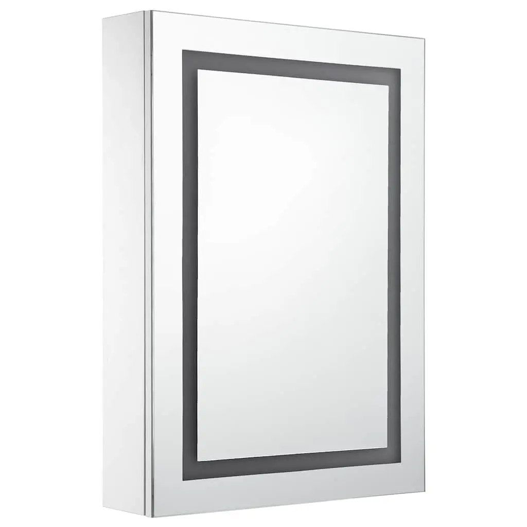 LED Bathroom Mirror Cabinet White 50x13x70cm Wall Mount with Integrated LED Lighting and Multiple Shelves