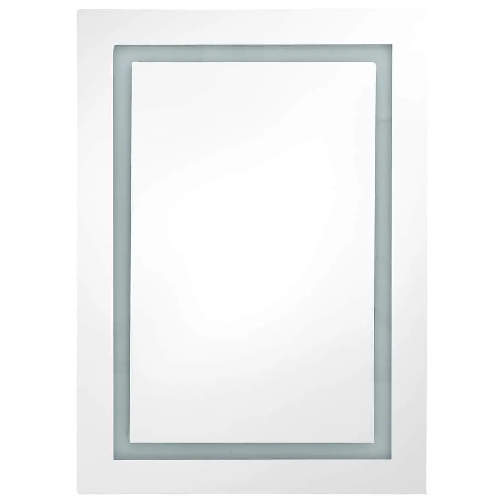 LED Bathroom Mirror Cabinet White 50x13x70cm Wall Mount with Integrated LED Lighting and Multiple Shelves