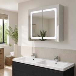 Compact LED Bathroom Mirror Cabinet - Easy Installation