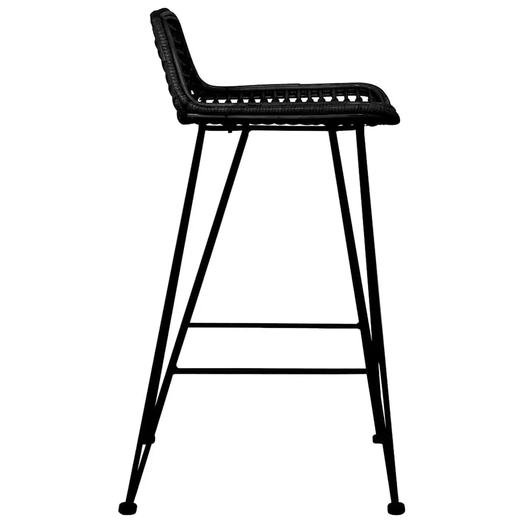 Bar Stools Black Rattan 2 Piece Seating Kitchen Counter Pub Chairs