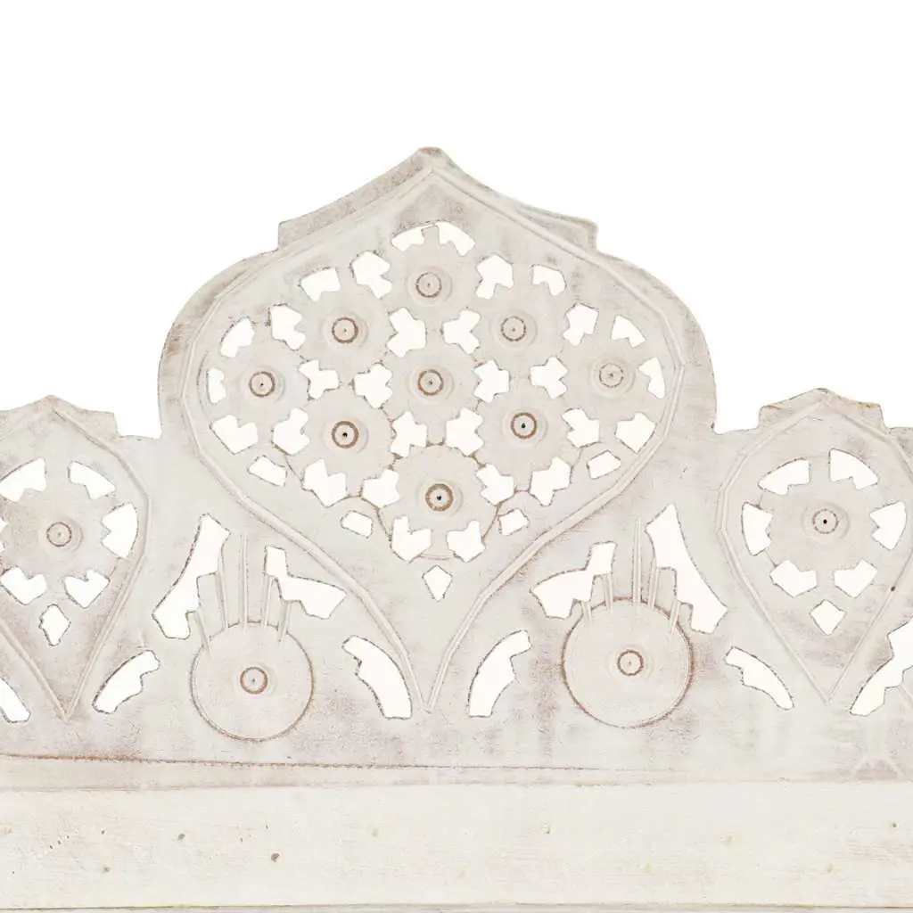 4-Panel Room Divider White Hand Carved Wooden Folding Privacy Screen