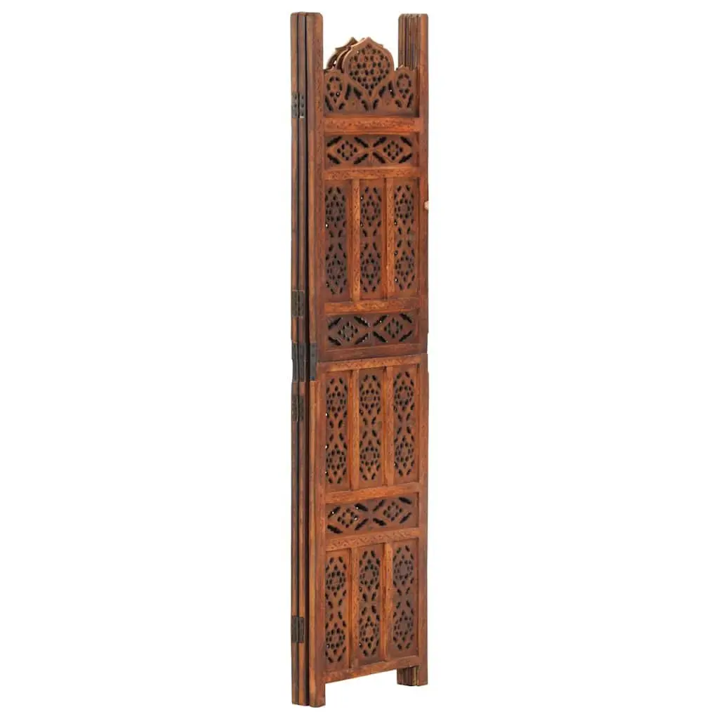 Hand Carved 3-Panel Room Divider Screen Folding Privacy Partition Brown