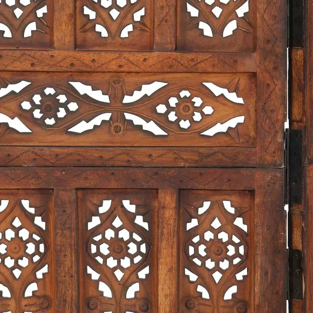 Hand Carved 4-Panel Room Divider Screen