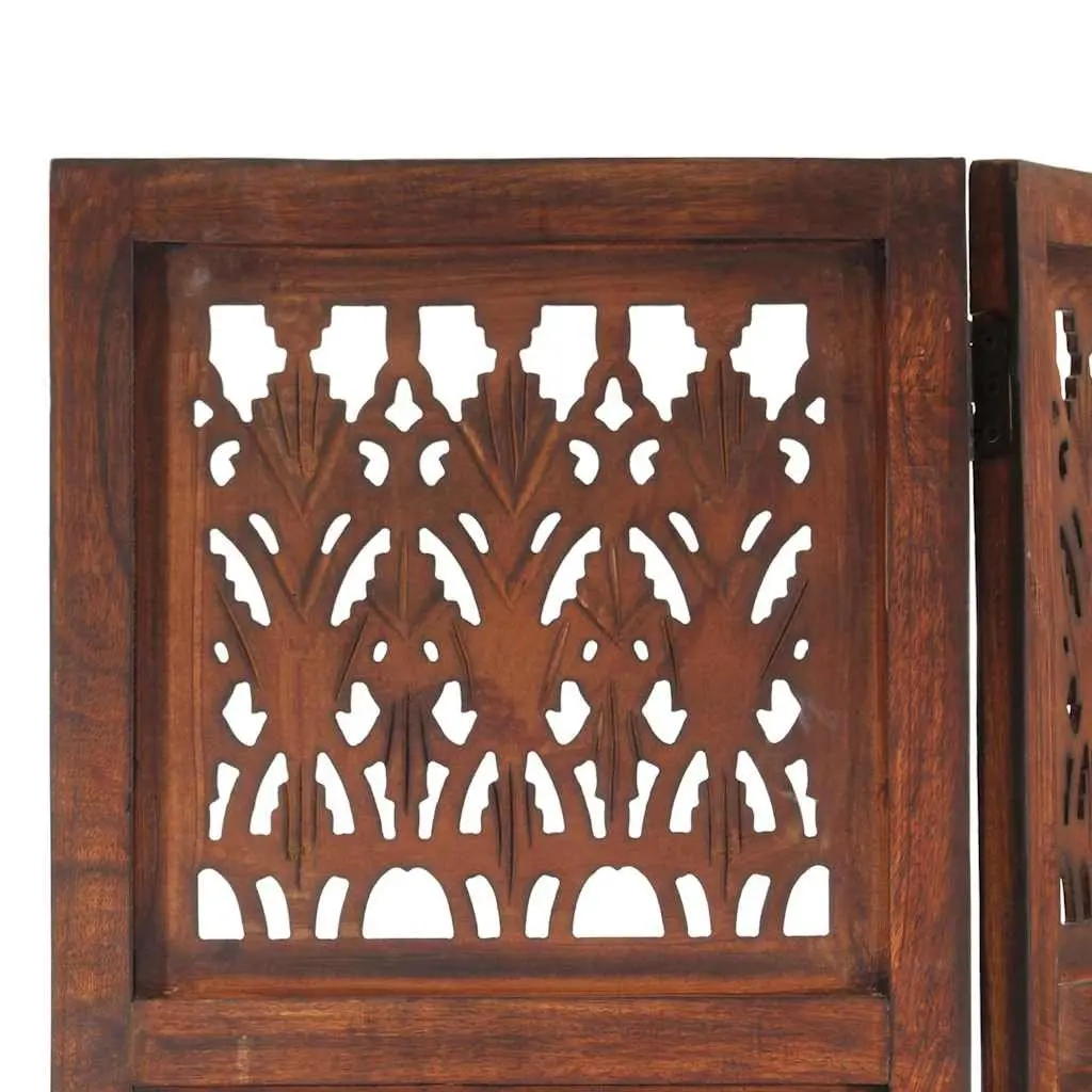 Hand Carved 5-Panel Room Divider Folding Privacy Screen Wooden Partition