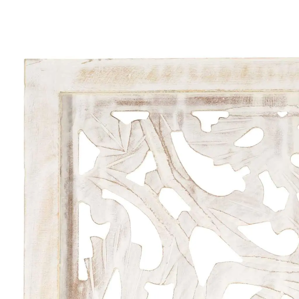 Hand Carved 3-Panel Room Divider White 120x165cm Folding Privacy Partition