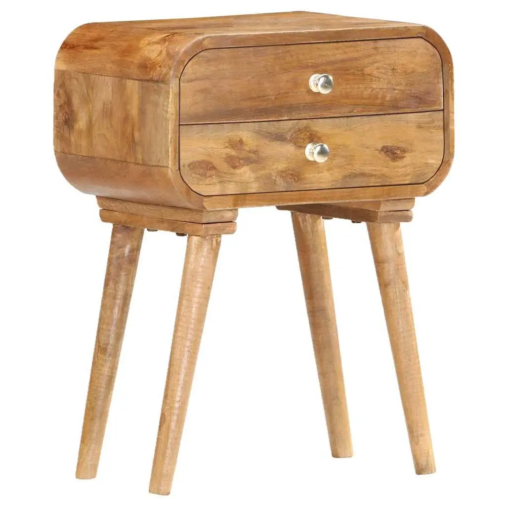 Bedside Cabinet Brown 43x30x58cm Solid Wood 2 Drawer Storage Table