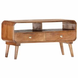Compact Solid Mango Wood TV Cabinet with Drawers