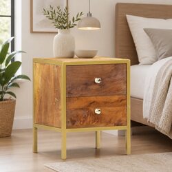 Wooden Nightstand with 2 Drawers 40x35x50 cm