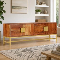 Stylish Brown TV Cabinet in Solid Acacia Wood