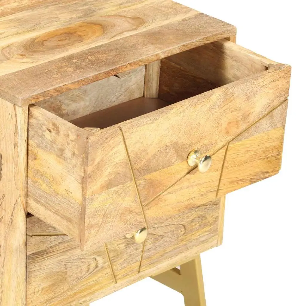 Bedside Cabinet Brown 40x30x50 cm Solid Mango Wood Nightstand with 2 Drawers Storage