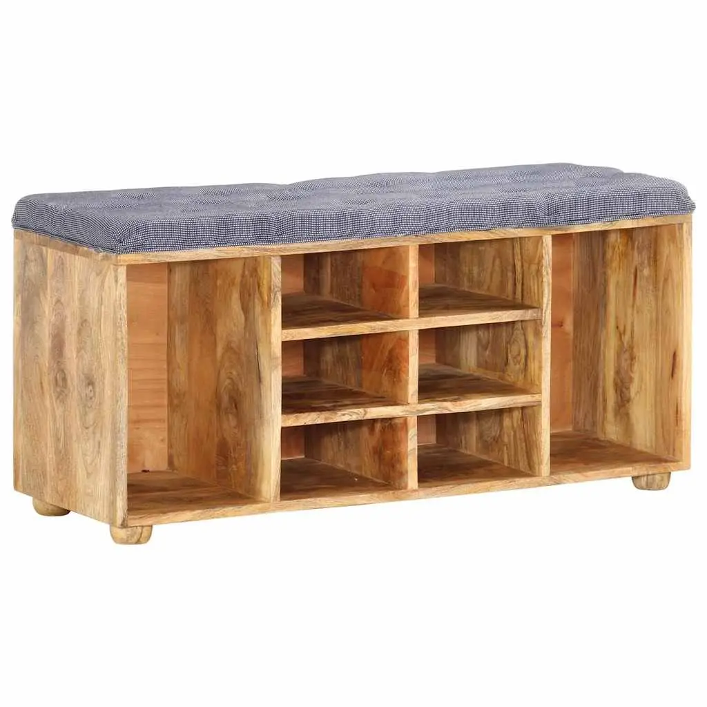 Storage Bench Brown Solid Wood Padded Seat 8 Compartment Entryway Furniture