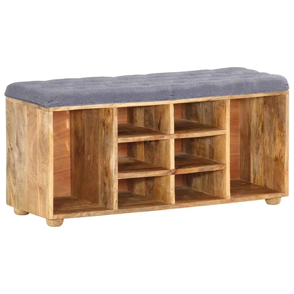Storage Bench Brown Solid Wood Padded Seat 8 Compartment Entryway Furniture