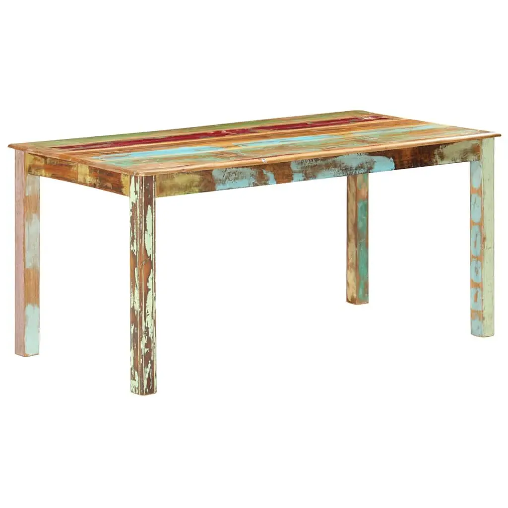 Dining Table Multicolour 160x80x76 cm Solid Reclaimed Wood Antique Style