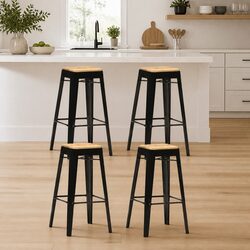Compact and Sturdy Black Bar Stools Set of 4