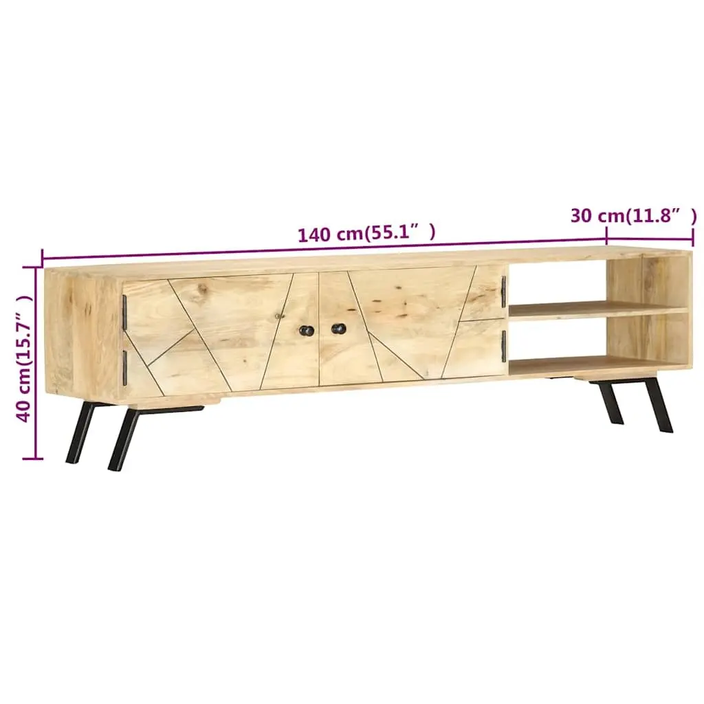 TV Cabinet Brown 140x30x40 cm Solid Mango Wood Storage Unit
