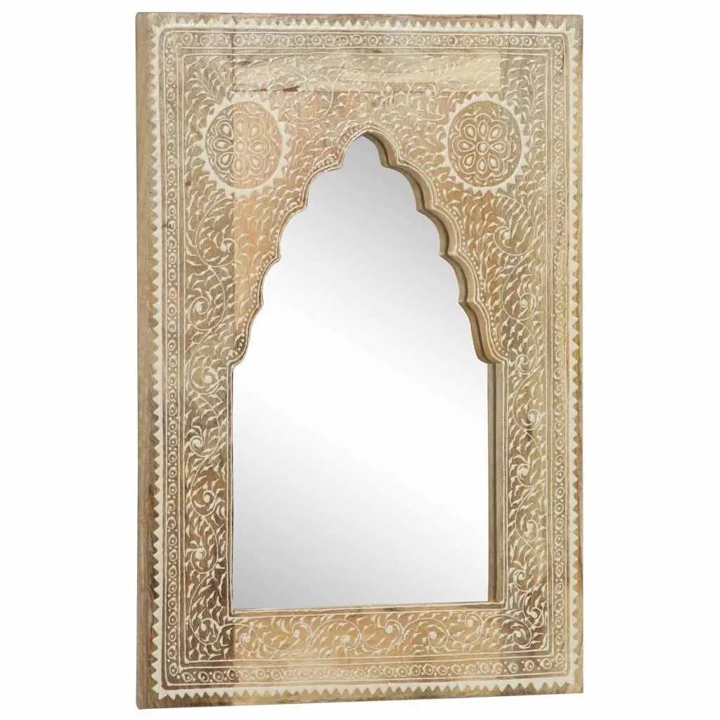 Wooden Mirror Brown 40x55 cm Hand Painted Vintage Style Home Decor